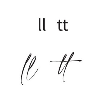 Puede incluir: Dos letras manuscritas en cursiva, "ll" y "tt", en tinta negra sobre fondo blanco.