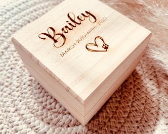 Personalised Pet Memorial Keepsake box, Rainbow bridge gift for loss of dog, cat, small animal memory, Fur, name tag storage