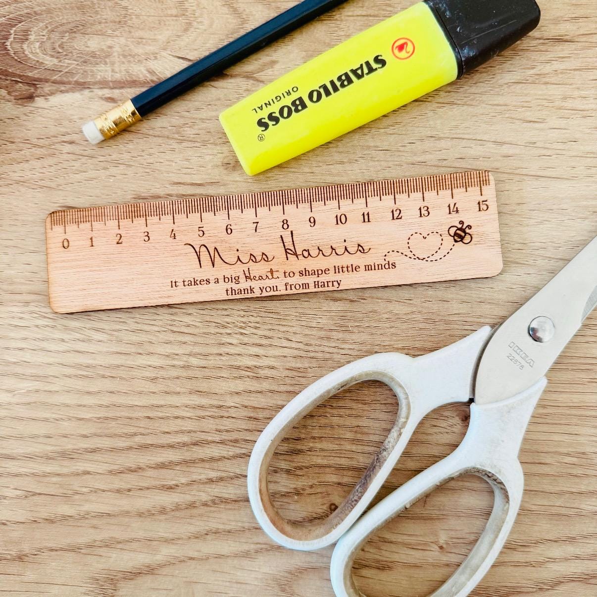 Year Ruler Personalised Teacher Gift Wooden Ruler, Engraved Wooden Ruler, End of ...