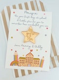 Personalized First Day of School Card: Star Pocket Hug, Brave Button