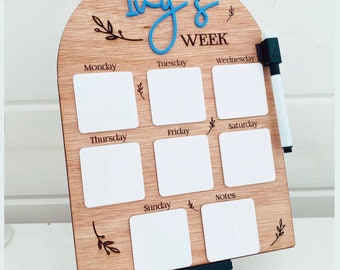 Personalised Organisation Planner, Family Routine Chart, Weekly Family Kitchen Activity Meal Planner, Reusable Wipe Clean whiteboard