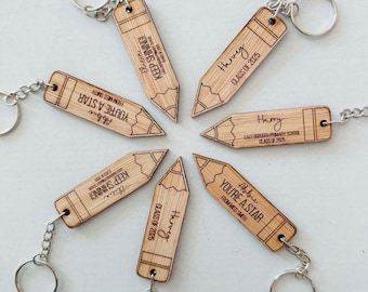 Personalised End of Term keyrings  Pencil Design, Teacher Class of 26 School, Ideal Nursery School clubs  Graduation gifts