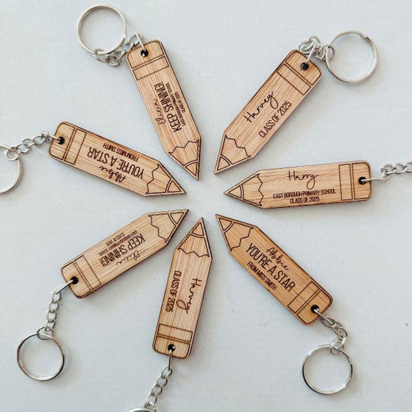 Personalised End of Term keyrings  Pencil Design, Teacher Class of 26 School, Ideal Nursery School clubs  Graduation gifts