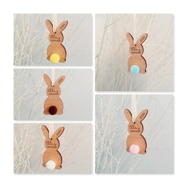 Personalised My First Easter Wooden Bunny Decoration. Easter keepsake. Easter Basket Gift Idea for Baby's 1st Easter 2024