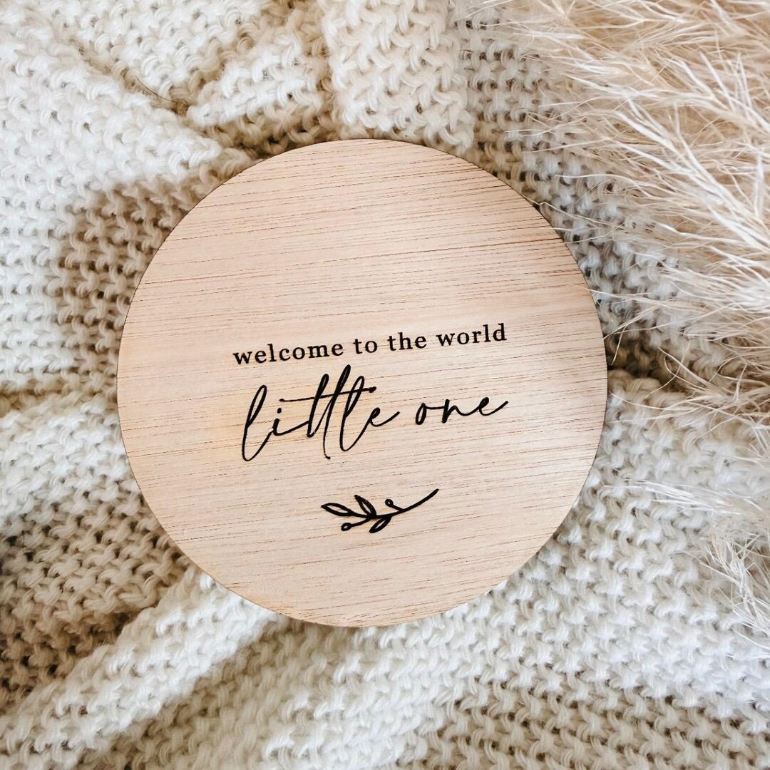 Engraved Baby Arrival Sign | Welcome to the World Plaque | Wooden Birth ...