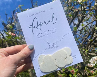 Personalised  Memorial Favours with Dove design, Remembrance Gift | Funeral Cremation Keepsake Gift