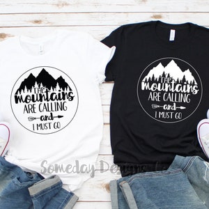 The Mountains Are Calling And I Must Go, Retro Camping Shirt, Camping Graphic Tshirt, Hiking Lover, Road Trip, Nature Outdoor Lovers Shirt