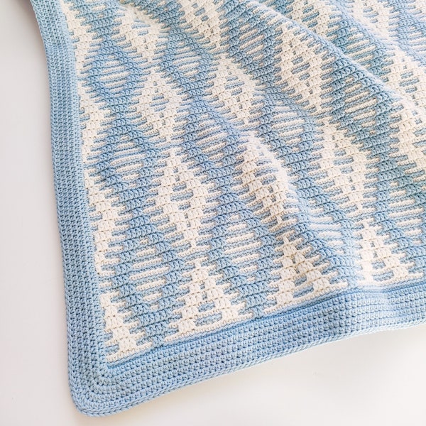 Crochet pattern Nordic Morning Breeze Blanket, diamond, crochet blanket, pattern, crochet, mosaic, baby, Dutch, NL, English, US, Spanish, ES