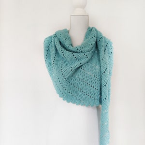 Crochet pattern Summer Ends Scarf, crochet scarf, shawl, triangle, asymmetric, pattern, crochet, filet, embossed, Dutch, NL, English, US