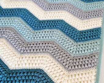 かぎ針編みパターン カーミング パフ ウェーブ ブランケット