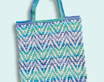 Crochet pattern Coastal Breeze Bag, waves, zig zag, overlay, mosaic, crochet, Dutch, NL, English, US