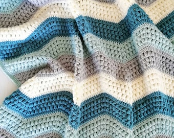 Crochet Pattern Calming Puff Wave Blanket, crochet blanket, pattern, crochet, structure, baby, crochet diagram, diagram, Dutch, NL, English, US