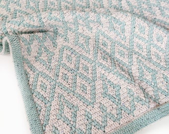 Crochet pattern Diamond Dazzle Blanket, diamond, crochet blanket, pattern, crochet, mosaic, baby, Dutch, NL, English, US