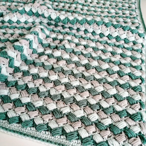 かぎ針編みパターン パフ ストライプ ブランケット、パフ ストライプ