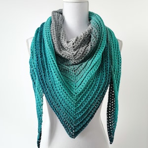 Crochet pattern Spring Drops Shawl, crochet scarf, shawl, triangle, pattern, crochet, structure, relief, Dutch, NL, English, US