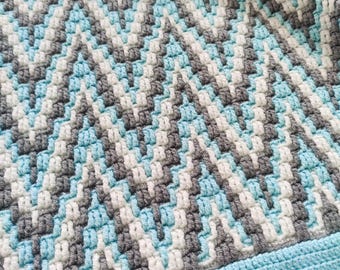 Crochet Pattern Alpine Peaks Blanket, Zig Zag, Waves, Crochet