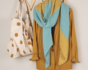 Crochet pattern Slanted Scarf, crochet scarf, pattern, crochet, relief, bobble, Dutch, NL, English, US