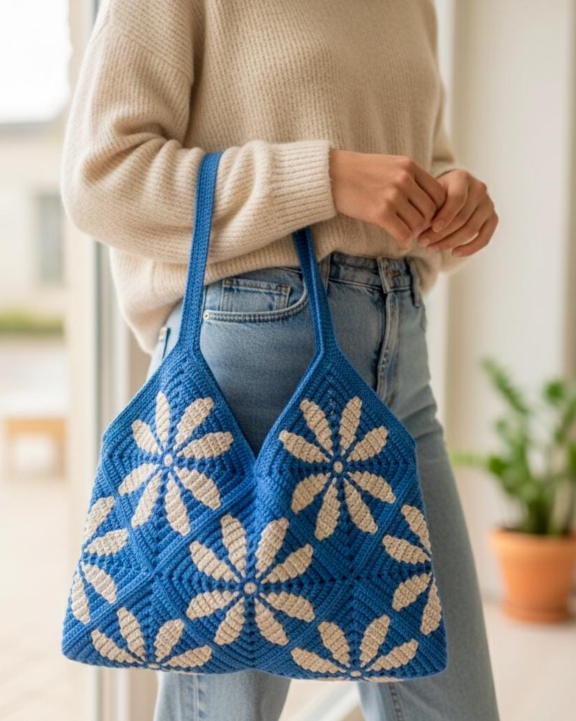 Crochet Pattern Petal Mosaic Bag – Overlay Mosaic Crochet – Flower