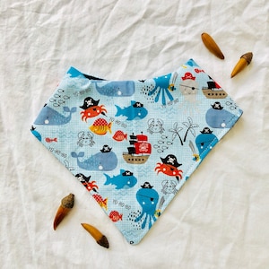 Pirate Shark Bandana Bib: Handmade Baby Boy Gift