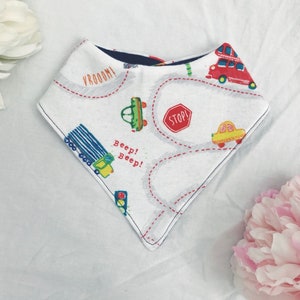Bandana transportowa Bib, samochody ciężarowe autobusy Bib, ręcznie robiony prezent dla dziecka