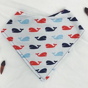 Whale Bandana Bib, Baby Boy Gift, Nautical drool bib
