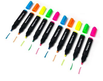 10 rotuladores fluorescentes de colores surtidos para manualidades, oficina, notas y mucho más.