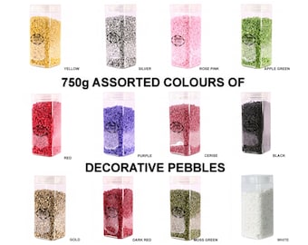 750g [choose colour] Decorative Stones Pebbles Natural Assorted Table Decoration Centrepiece Craft Gravel Pot Coloured Vase Fillers Mixed +