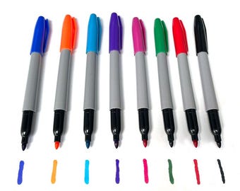 8 rotuladores permanentes de colores variados y surtidos para manualidades, oficina, marcadores de color negro, notas, bolígrafo +