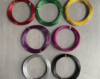 Rollo de alambre de aluminio de colores, 2 mm de grosor, 100 g, material para manualidades en metal para proyectos de bricolaje, joyería, arte floral con alambre.