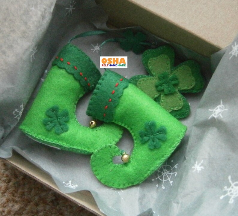 St Patrick Day gift Felt Leprechaun shoes Shamrock charm Felt | Etsy