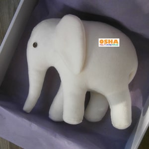 Milky White 8&quot; Elephant rag doll Toddler toy Stuffed Elephant plush toy Handmade elephant soft toy Baby shower Fabric Fleece Animal toy
