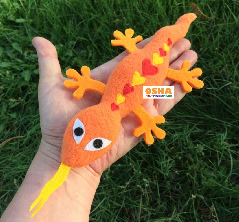 Red Orange Yellow Gecko Plush Lizard Soft Toy Gecko Rag Doll Etsy