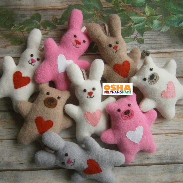 Love mood Bunny doll Stuffed rabbit Fabric Bunny Rattle White rabbit Teddy Bunny Bunny rag doll Pink White Beige Gray Valentine's Day gift