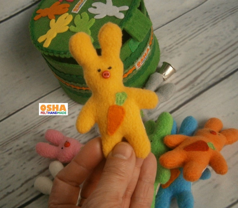 7 Fleece Baby Bunnies in Felt Box Mini Pocket Bunny With - Etsy