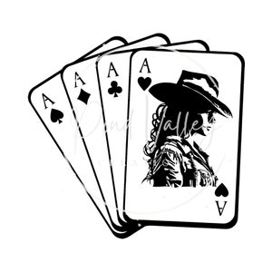 Cow-girl cartes à jouer SVG | les as | pays | ouest | cow-boy | cow-girl | png | jpg