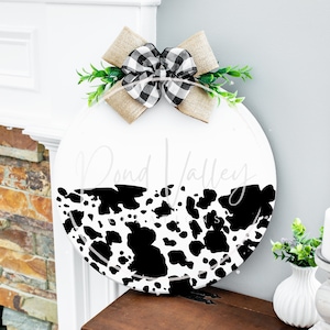Estampa de vaca SVG | placa de porta redonda SVG | cabide de porta SVG | estampa de animal SVG | fazenda SVG | rancho SVG | vaca SVG | padrão de vaca SVG | png