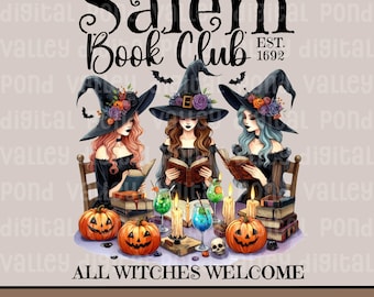 Halloween Book Club PNG Witch Book Club Spooky Reading Design for Book Lover Gift Halloween Salem Massachusetts Sublimation Digital Download