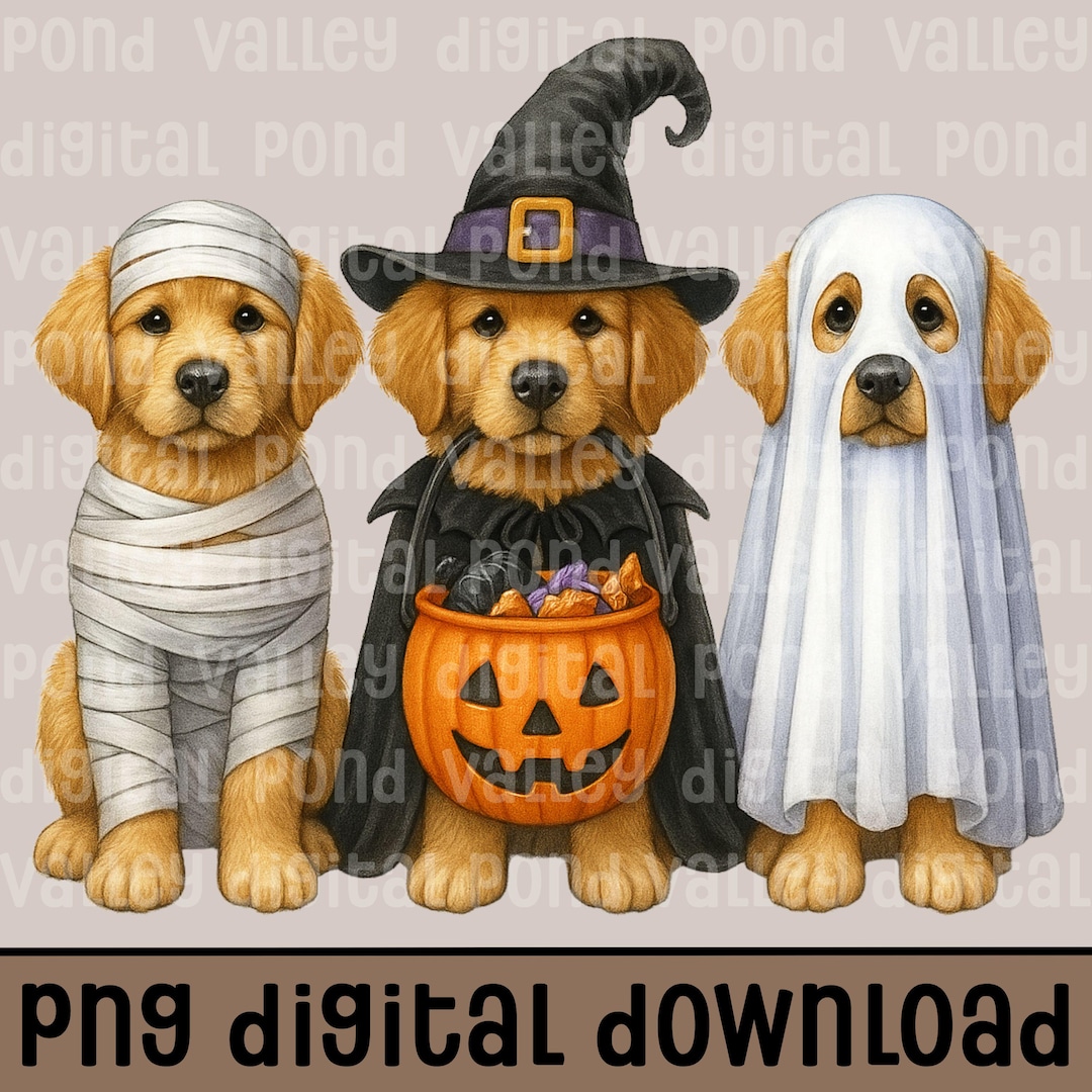 Halloween Golden Retriever PNG Sublimation T-shirt Design for Dog Lover ...