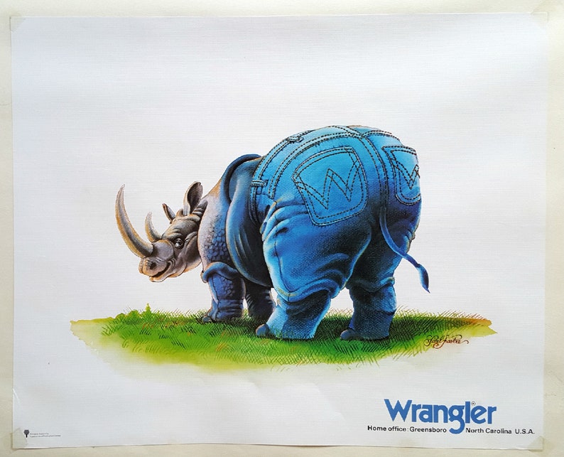 1980s Wrangler Jeans Commercial Rhino Original Vintage | Etsy