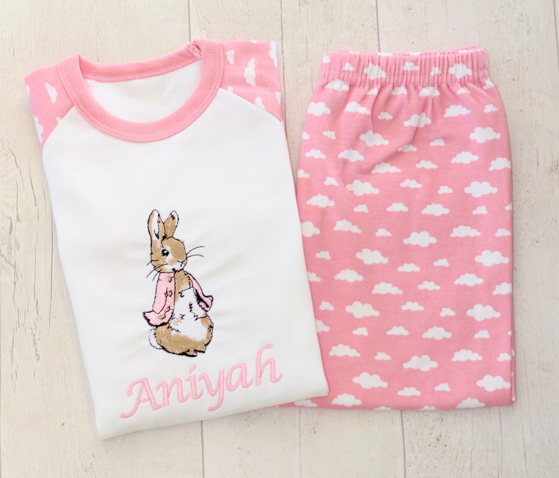 Flopsy Bunny Easter PJs Personalised Pink PJs Etsy