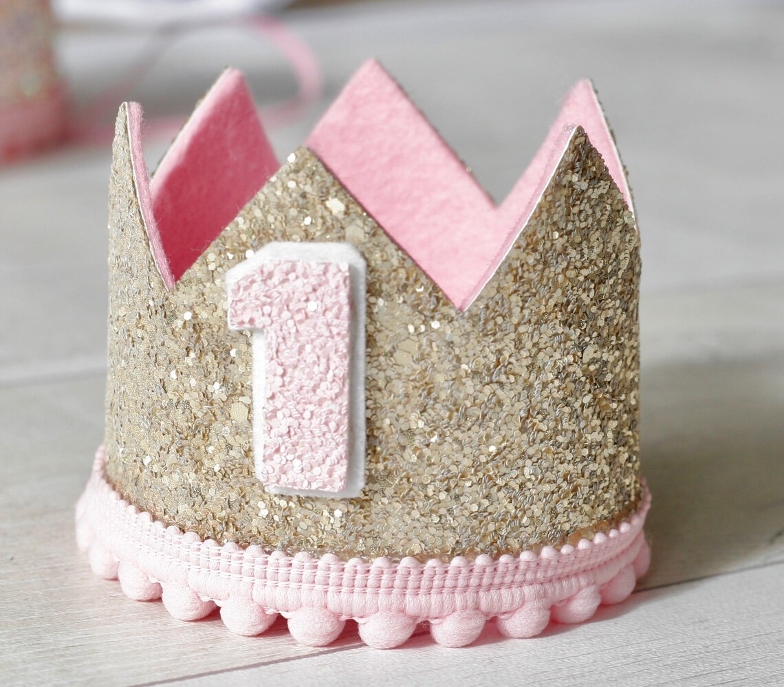 Gold & Pink Birthday Crown 1st Birthday Crown 2nd Birthday | Etsy
