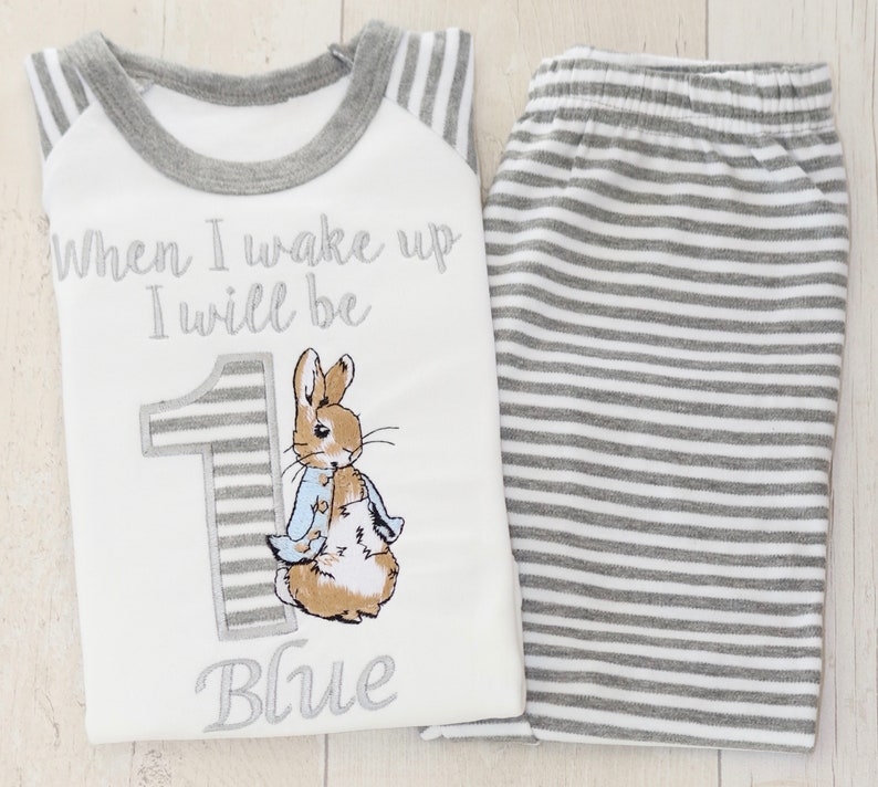 Personalised Grey Pj/'s Flopsy Bunny Birthday PJs