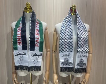 Palestine Scarf Headwrap for Women Men, Double Side Palestine Flag Wrap, Palestine Head Dress, Palestine Neck Scarf Polyester