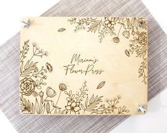 Large flower press, Botanical press kit, meadow grass Flower Press Personalized, Kids Craft Flower press, Herb Scrapbook birthday gift M27