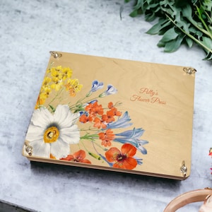 Kit de prensa de plantas con flores brillantes, prensa de flores botánicas personalizada, idea de regalo para amantes de la naturaleza, prensa de manualidades para niños, álbum de recortes con prensa de hierbas m49