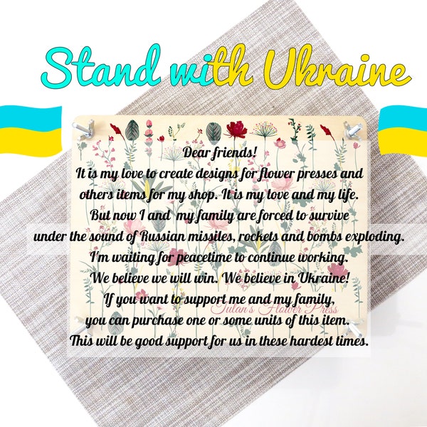 Stand mit der Ukraine, ukrainische Flagge digitale Datei pdf, Blumenpflanzen Pressemappe