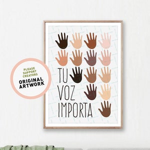 Tu Voz Importa, Your Voice Matters, Inclusion Printable, No Racism Print,Empathy Anti-discrimination Human Races Diversity Classroom Spanish