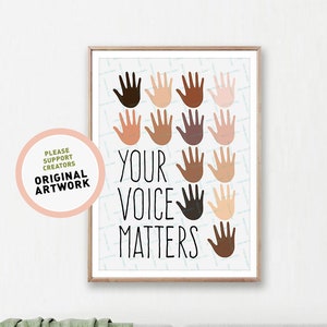 Your Voice Matters, Inclusion Political Printable, No Racism, Anti Racist Print, Activism Empathy Anti-discrimination Human Races Diversity