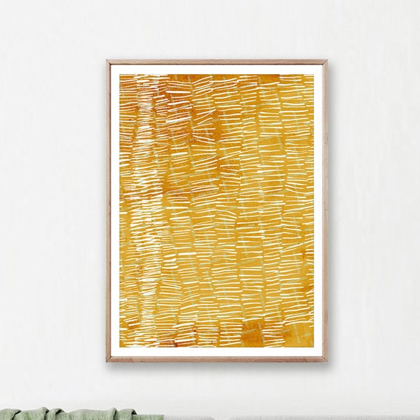 Boho Abstract Art Print, Burnt Orange Art, Ethnic Poster, Geometric Printable, Digital Download Art, Yellow Expressive Wall Art