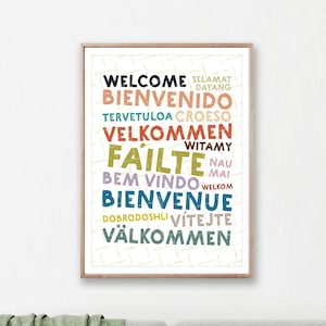 Welcome in Different Languages, Welcome Printable Poster, Fun Colourful Poster, Classroom Posters, Nursery Wall Art, Digital Download